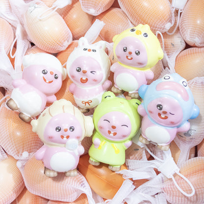 Cartoon Style Slow Rebound Squishy Stress Toy Doll Keychain Squeeze Fidget for Kids & Adult
