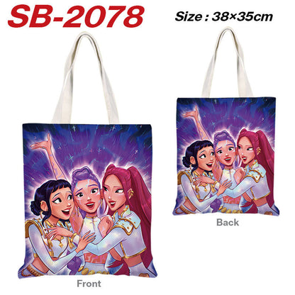 K-Pop Demon Hunters Full-Color Printed Canvas Tote Bag – Shoulder Carry Shopping Bag