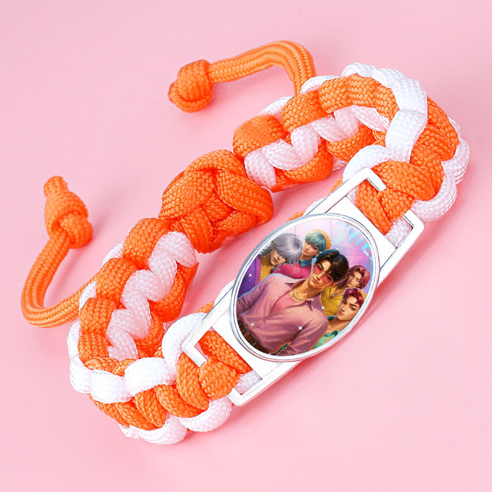 K-pop Demon Hunter Bracelet Woven Adjustable Handwoven Dopamine Style Kids Jewelry