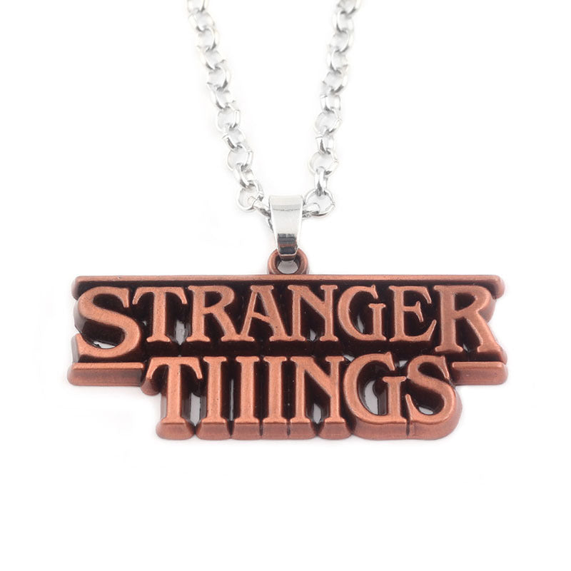 Stranger Things Inspired Jewelry Set Letter Alloy Pendant Necklace & Bracelet Trendy Collectible Accessories