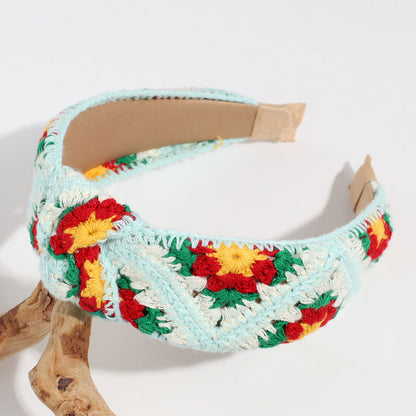 Handmade Crochet Headband Boho Knitted Hair Band for Women & Girls Granny Square Hair Accessory