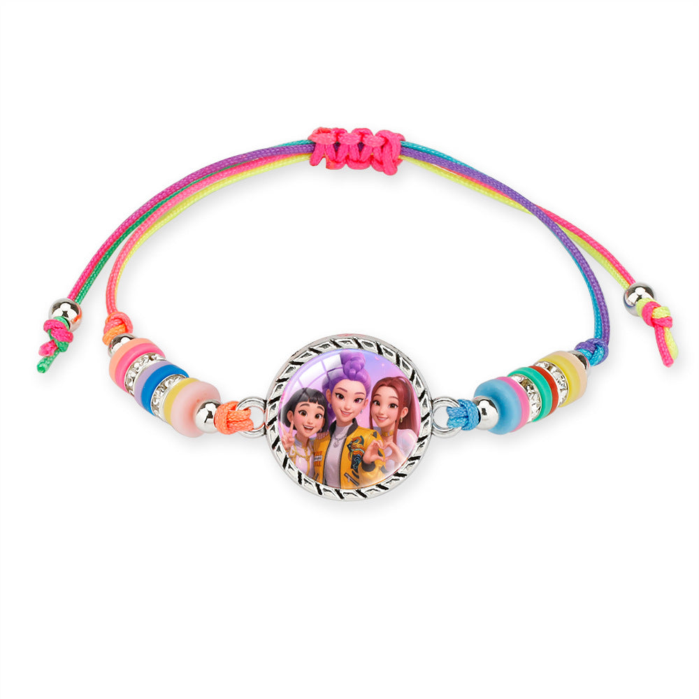 KPOP Demon Hunter Colorful Beaded Bracelet – Boho Adjustable Polymer Clay Charm Bracelet