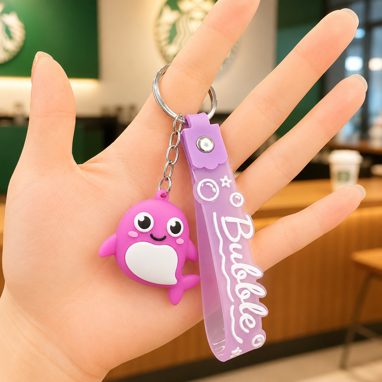 Cute Ocean Friends Silicone Keychain Set – Crab, Shell & Shark, 4-Piece Color Set