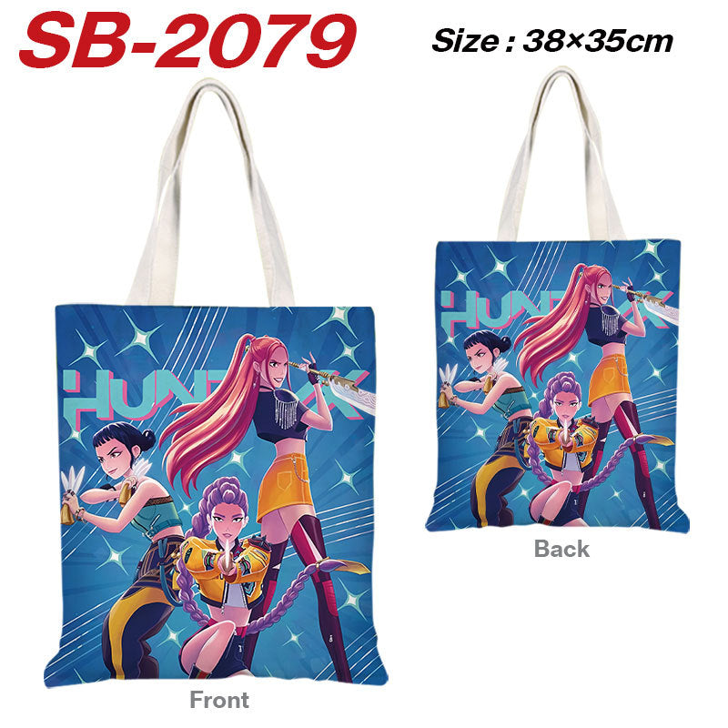 K-Pop Demon Hunters Full-Color Printed Canvas Tote Bag – Shoulder Carry Shopping Bag