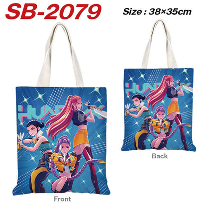 K-Pop Demon Hunters Full-Color Printed Canvas Tote Bag – Shoulder Carry Shopping Bag