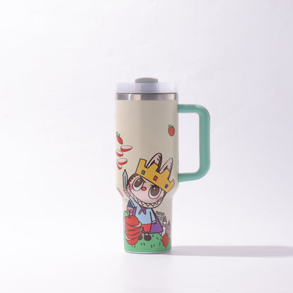 Labubu 40oz Insulated Tumbler with Handle and Straw Car Travel Mug Hot & Cold Stainless Steel Cup