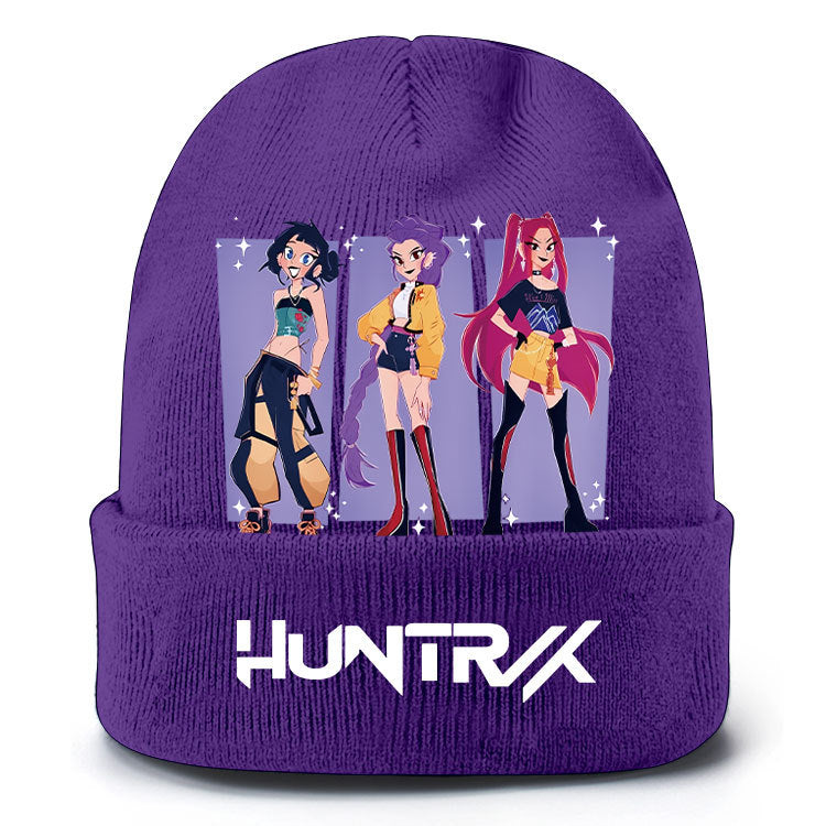 K-Pop Demon Hunters Knit Beanie Cozy Plush Lined Pull-On Hat for Spring & Winter Unisex Street Style