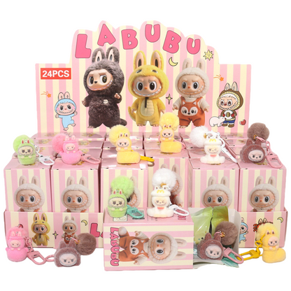 Flocked Cartoon Character Blind Box Collectibles Mini Display Figurines & Hanging Charms Assorted Styles