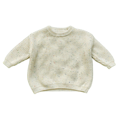 Personalized Name Knit Sweater for Babies & Kids – Custom Yarn Embroidery with Optional Crochet Decorations