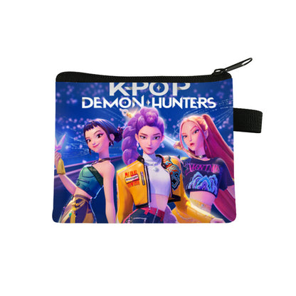 K-Pop Demon Hunters Anime Printed Mini Coin Purse Cute Small Wallet Portable Key & Card Holder