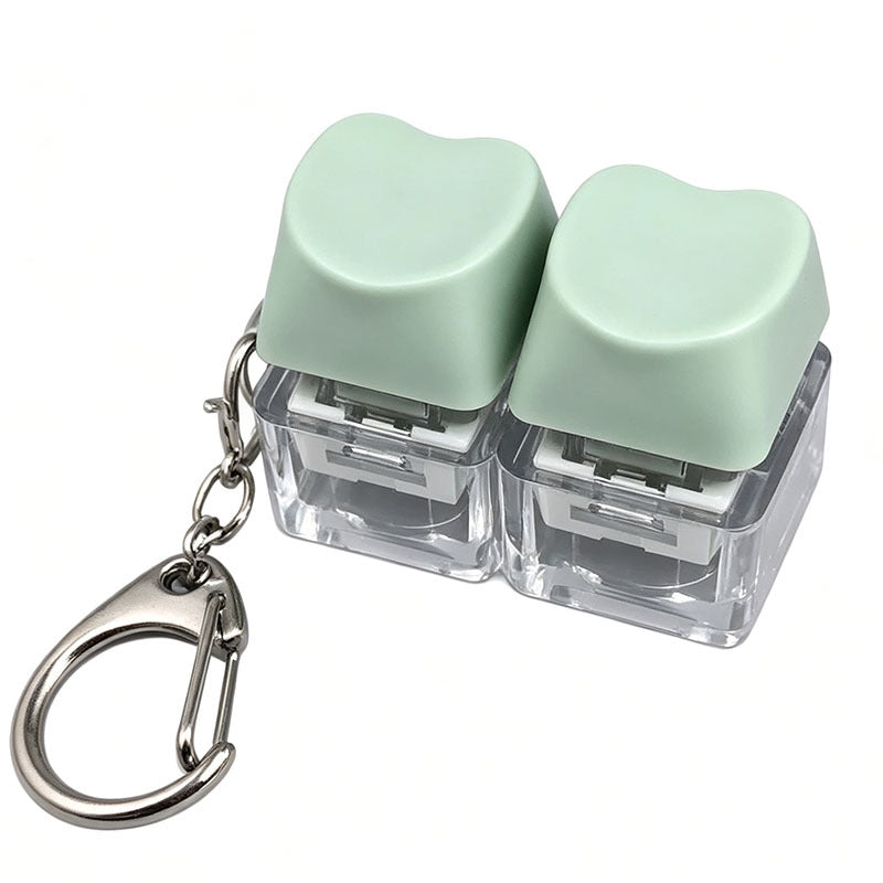 Heart Keycap Fidget Keychain Single & Double Key Clicker Keyboard Stress Relief Bag Charm