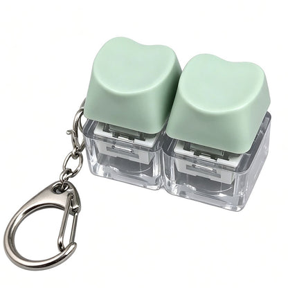 Heart Keycap Fidget Keychain Single & Double Key Clicker Keyboard Stress Relief Bag Charm