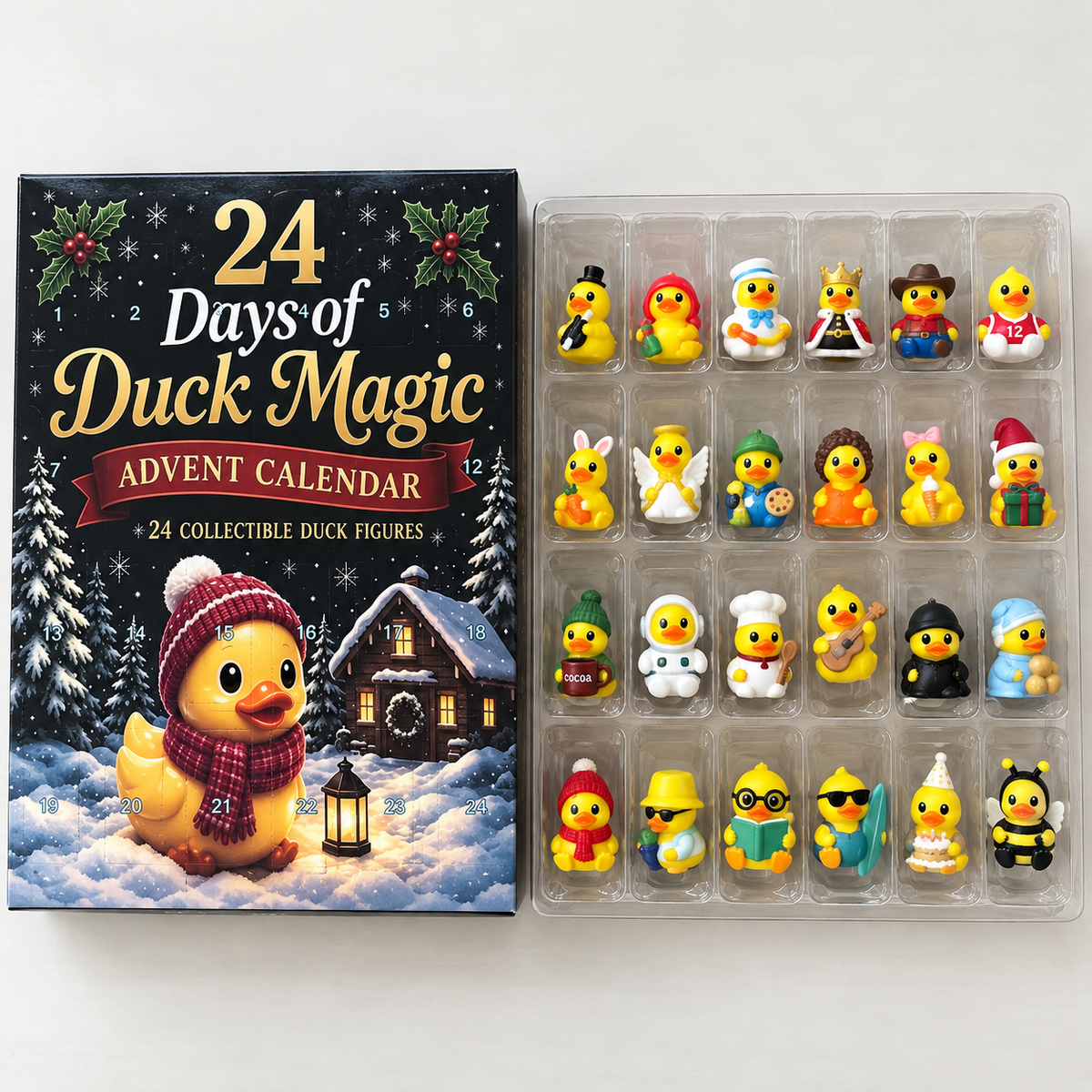 2026 Christmas Advent Calendar – 24-Day Mini Figure Surprise Countdown, Highland Cow & Duck Collectible Holiday Gift