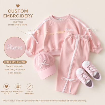 Custom Embroidered Kids Cotton Sweatshirt & Jogger Set | Personalized Name Tracksuit | Soft Long Sleeve Outfit
