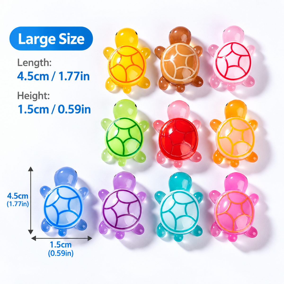Glow-in-the-Dark Resin Turtle Figurines – 10-Color Set