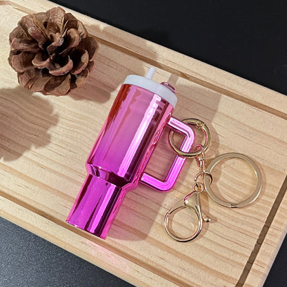 Mini Tumbler Bag Charm Keychain Holographic Rainbow Plastic Cup Charm Accessory