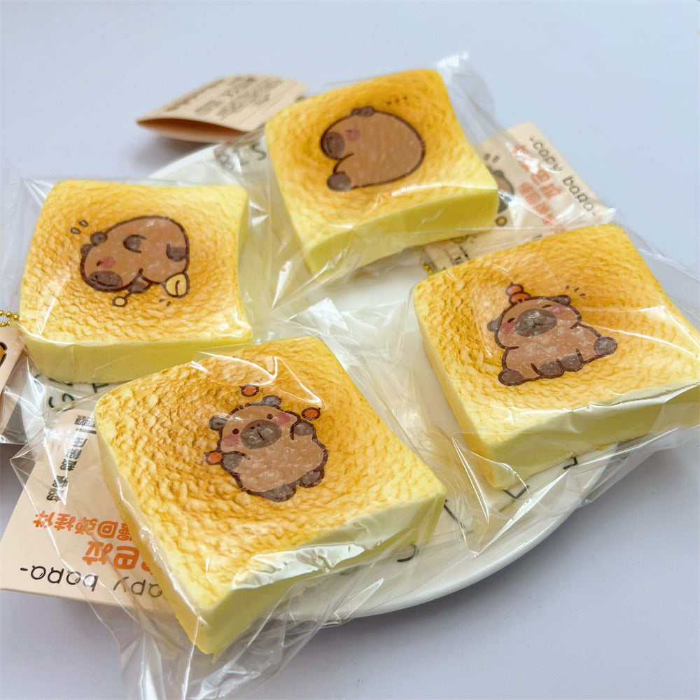 Anime Style  Capybara Toast Bread PU Squishy Slow Rising Stress Toy