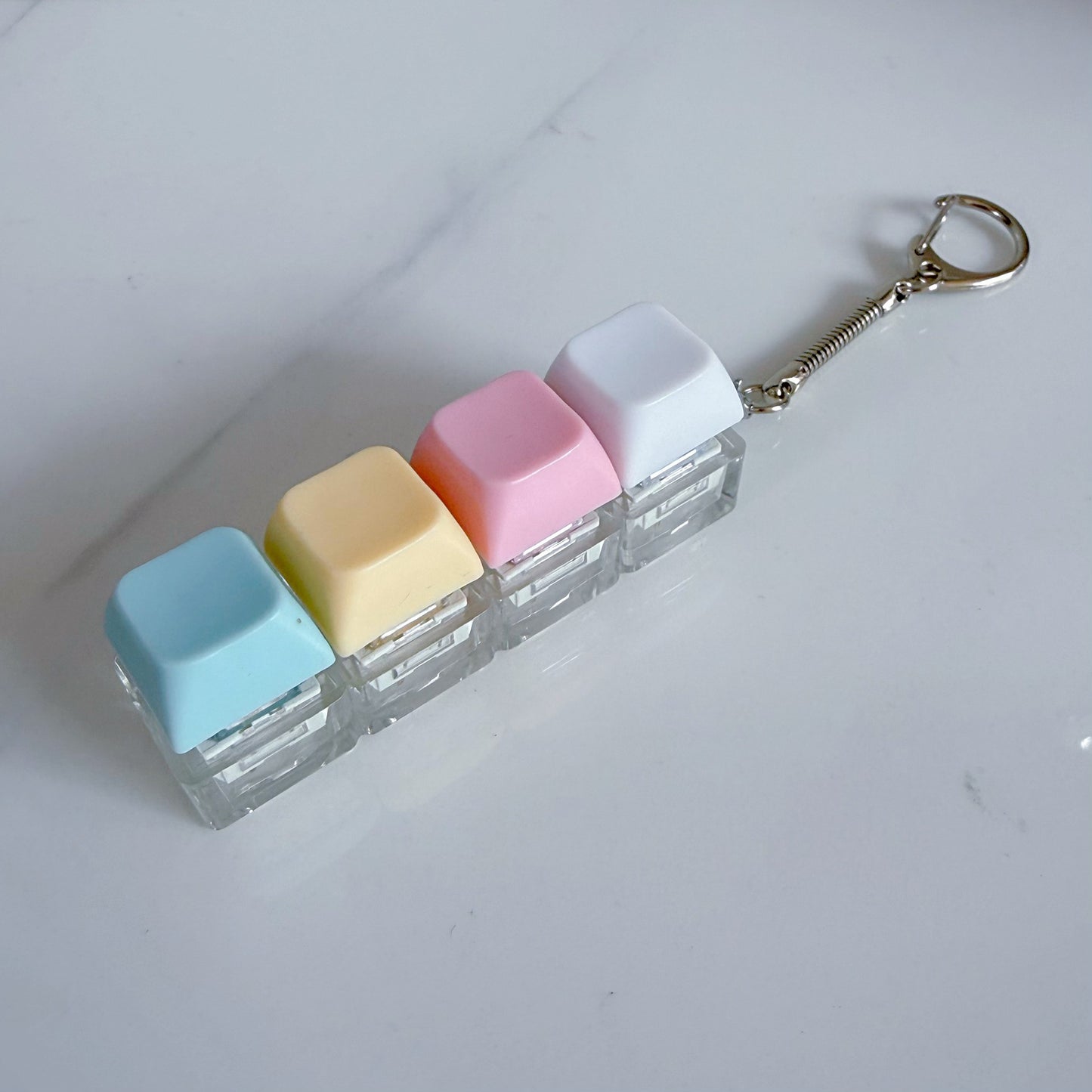 Pastel Colors Finger Press Button Cube Squishy Keyboard Keychain Stress Relief Toy