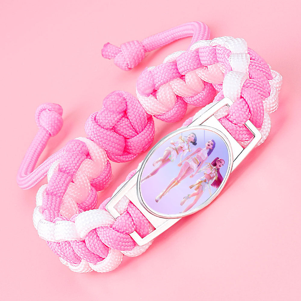K-pop Demon Hunter Bracelet Woven Adjustable Handwoven Dopamine Style Kids Jewelry