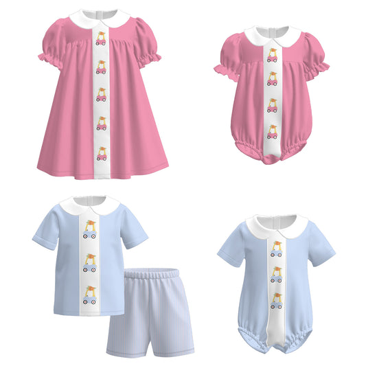 Easter Carrot Car Embroidered Kids Summer Outfit Set