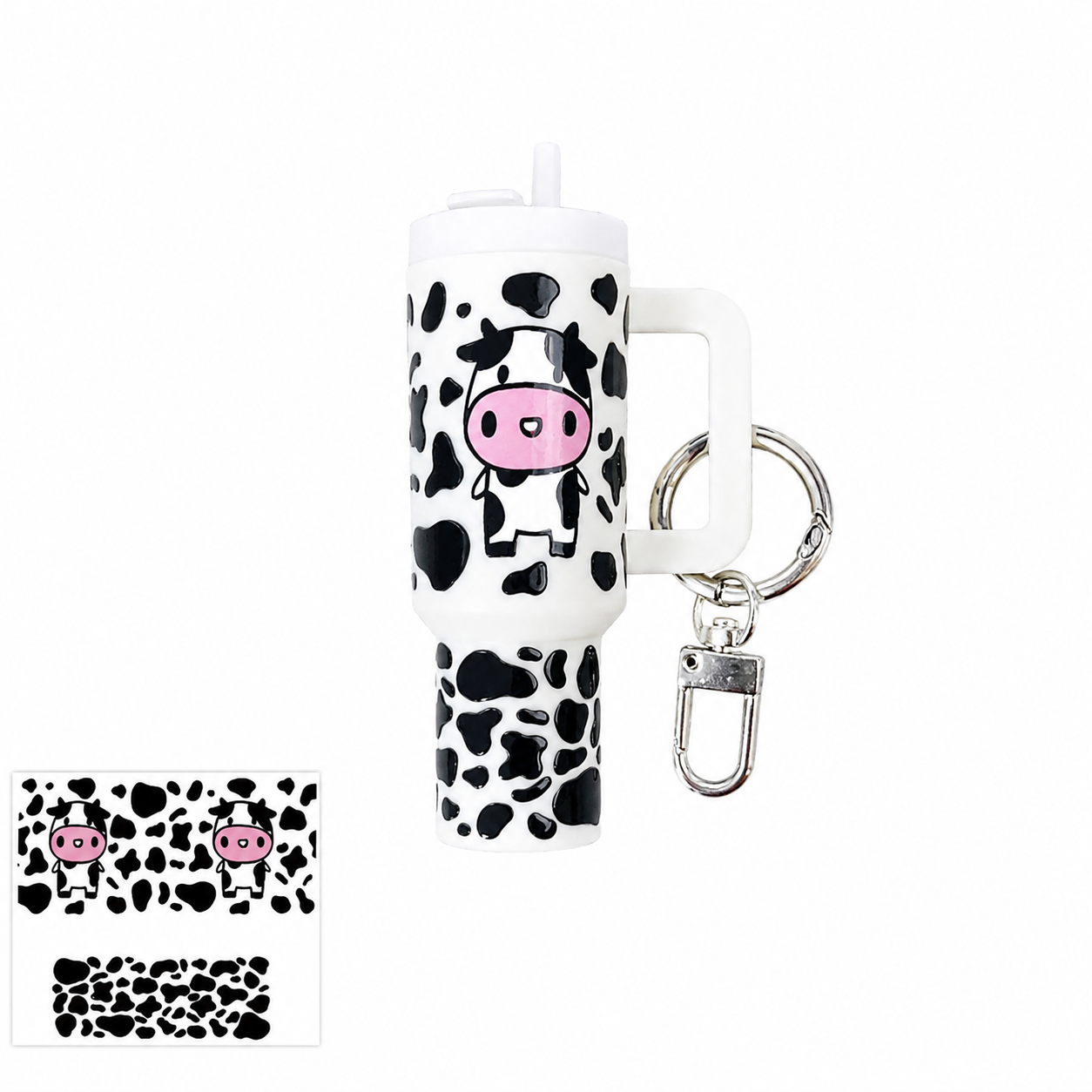 Cow Print Tumbler Fidget Keychain – Pressable Bag Charm