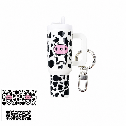 Cow Print Tumbler Fidget Keychain – Pressable Bag Charm