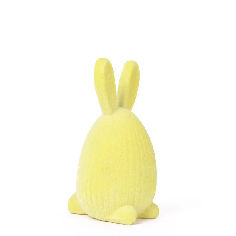 Minimalist Flocked Resin Easter Bunny Decor Tabletop Home Ornament Gift