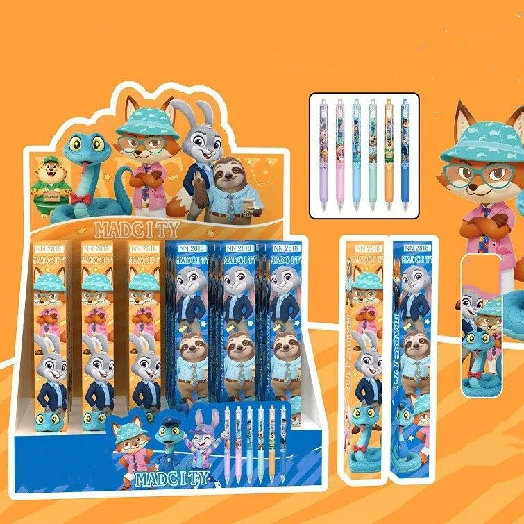 Zoo Cartoon Nick Judy Character Resin Clip Pens Click Gel Pens for Students & Office Use
