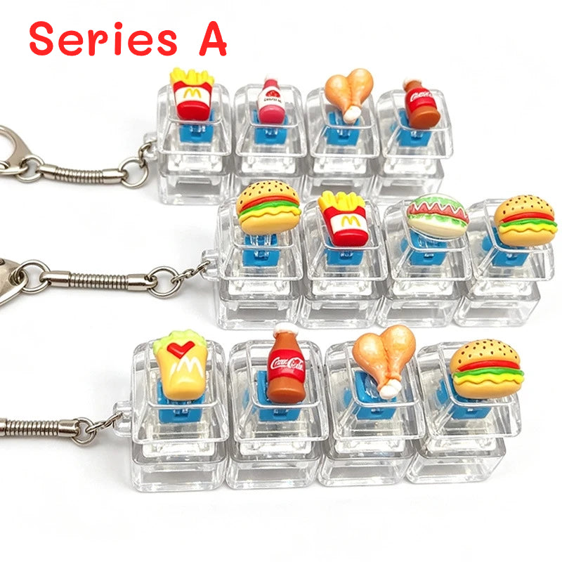 Mini Food Mechanical Key Fidget Toy – Handmade Resin Charms
