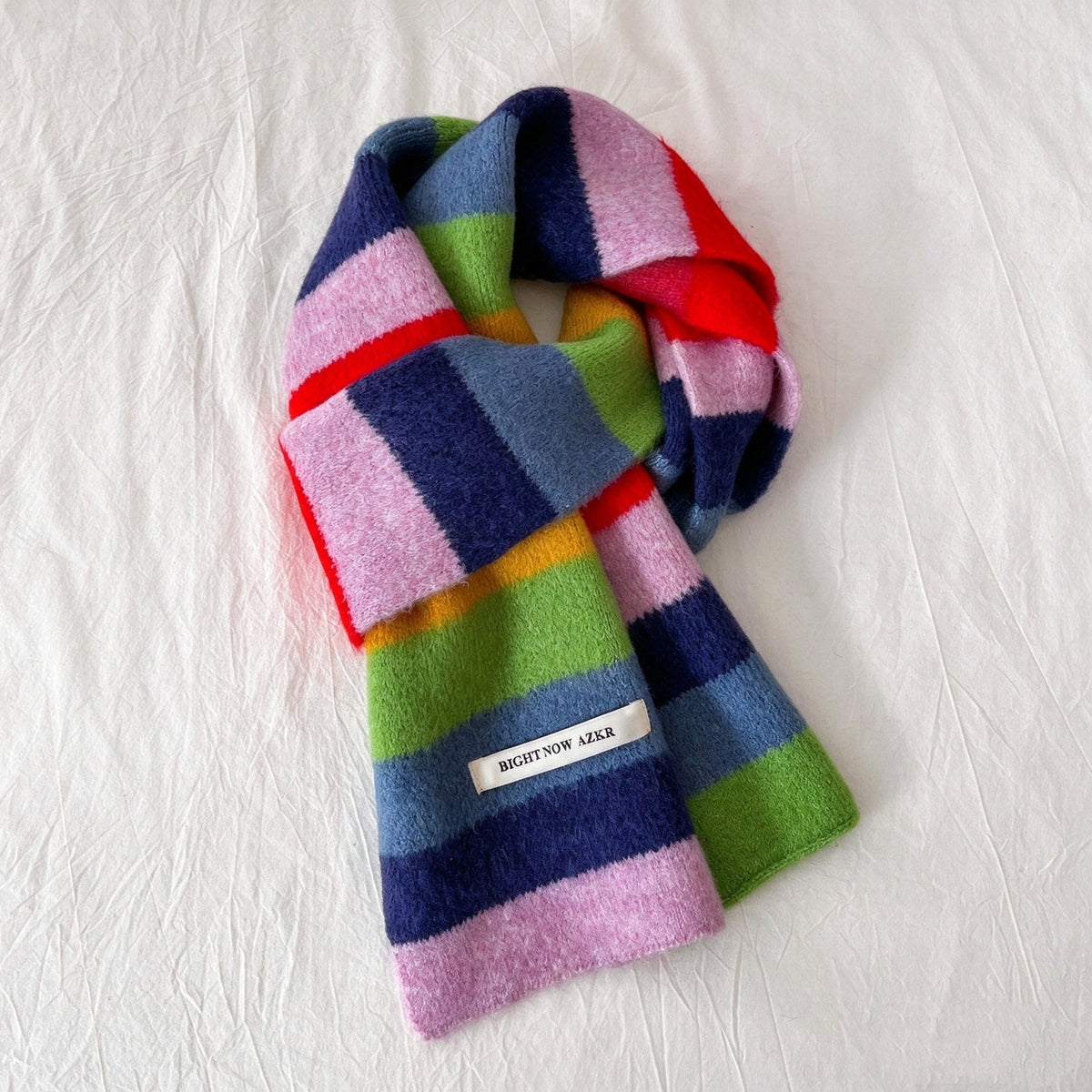 Multicolor Stripe Scarf, Soft Knit Winter Scarf for Women