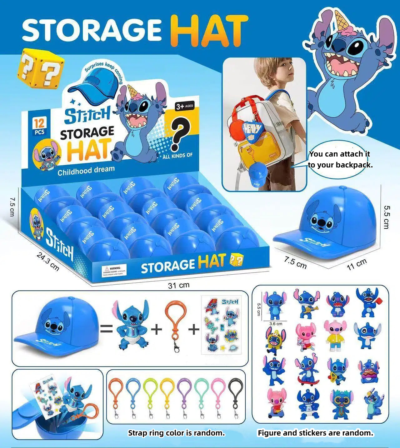 Storage Hat Blind Box Capsule Cartoon Figures Trendy Collectible Keychain Toys