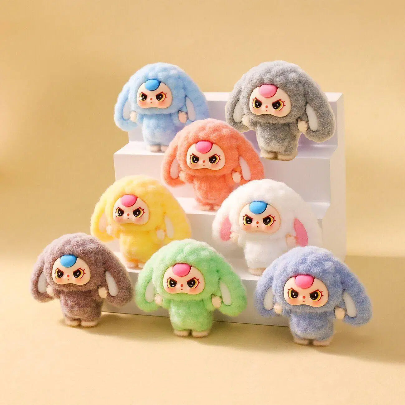 Bunny Capybara Baby-three Flocked Mini Figurine Desktop Ornament Car Decoration Collectible Toy