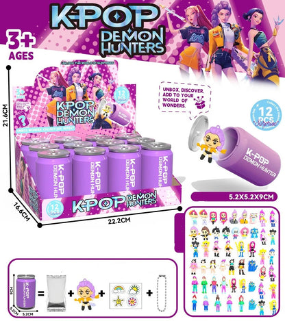 K-POP Demon Hunter Girl Group Soda Can Blind Box Key Chain Cartoon Anime Collectible Figure