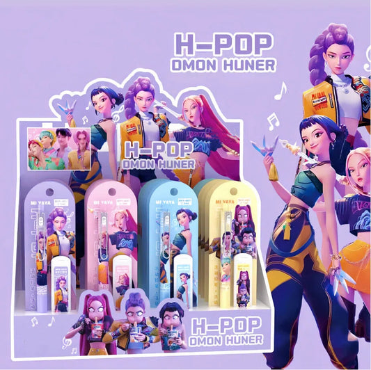 New K-pop Demon Hunters Mechanical Pencil Set – No-Sharpen, Unbreakable Lead, Automatic Pencil Stationery