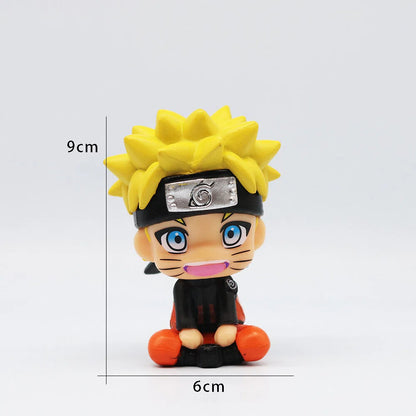 Chibi Ninja Anime Figure Set Sitting Style Car Dashboard Decor Collectible