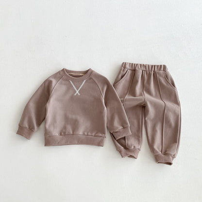 Personalized Boys Cotton Sweatshirt & Jogger Set – Custom Name Embroidery Kids Outfit