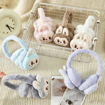 Labubu Solid Color Fuzzy Ear Muffs Warm Plush Earmuffs Cozy Frost-Proof Ear Warmers