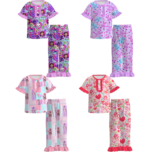2026 Girls Spring Kpop Demon Hunter Short Sleeves Pajamas Set