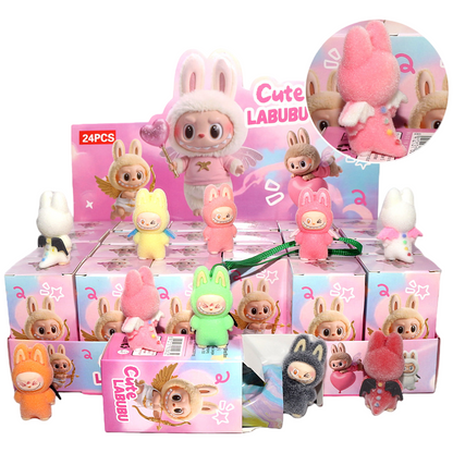 Flocked Cartoon Character Blind Box Collectibles Mini Display Figurines & Hanging Charms Assorted Styles