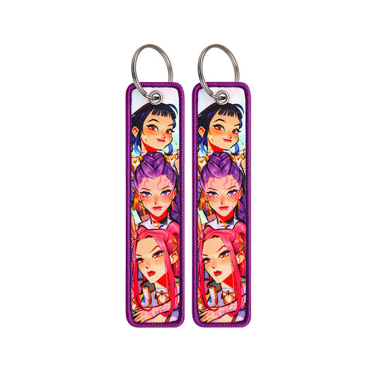 Kpop Demon Hunters Woven Keychain Anime Fabric Bag Charm Accessory
