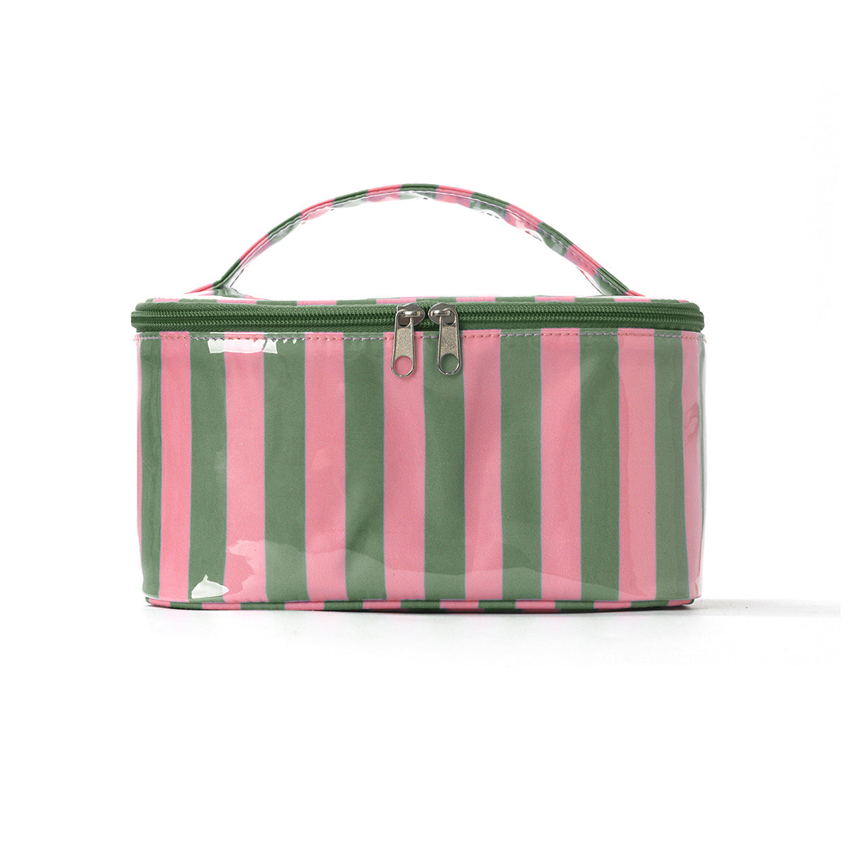 PVC Striped Waterproof Clear Cosmetic Bag Makeup Travel Toiletry Organizer Carry Pouch