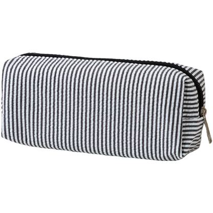 Seersucker Striped Makeup Pouch Travel Toiletry Bag Pencil Case