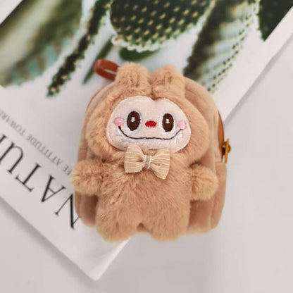 Plush Labubu Mini Backpack Coin Purse & Earphone Case – Cute Bag Charm Keychain