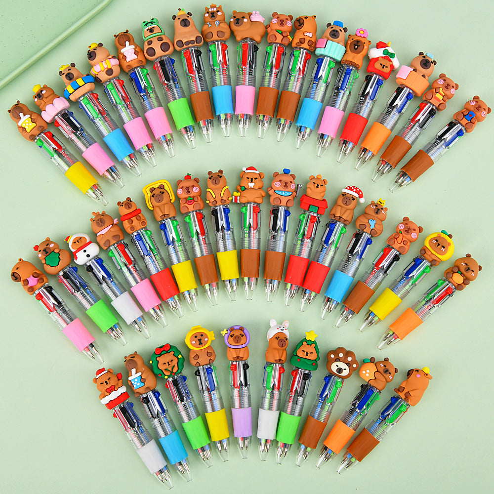 Cute Capybara Retractable Ballpoint Pen, Kawaii Animal Character Pen