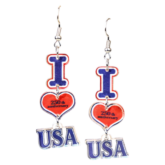 4th of July 250th Anniversary Patriotic USA Flag Acrylic Drop Earrings Holiday Jewelry