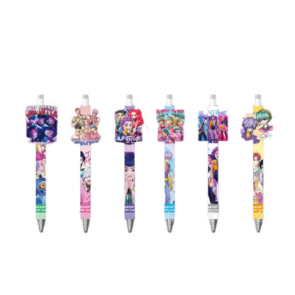 K-Pop Demon Hunters Cartoon Printed Black Gel Pen Student Office Stationery