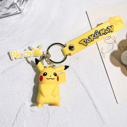 Cartoon Pikachu Silicone Keychain Pokémon Mini Figure Bag Charm Pendant