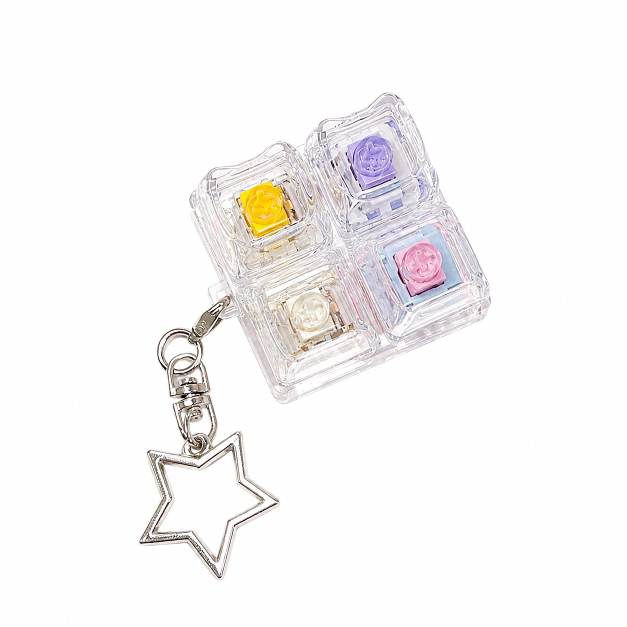 Keyboard Keycap Fidget Press Button Stress Relief Keychain with Colorful Switch Design