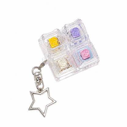 Keyboard Keycap Fidget Press Button Stress Relief Keychain with Colorful Switch Design