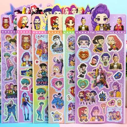 K-pop Demon Hunters Holographic Stickers Set Cartoon Designs for Journals and Scrapbooks
